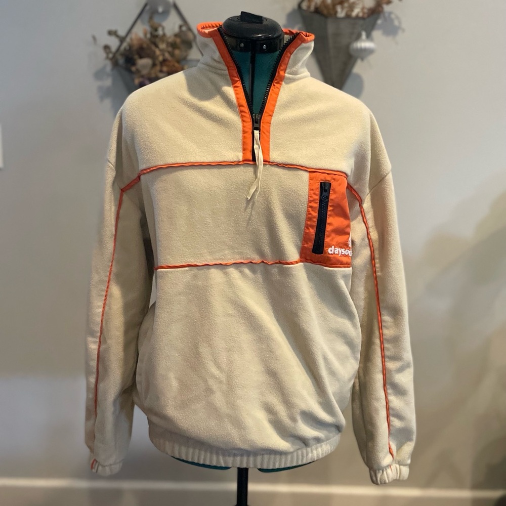 ASOS Day Social Cream and Orange Fleece Quarter Zip